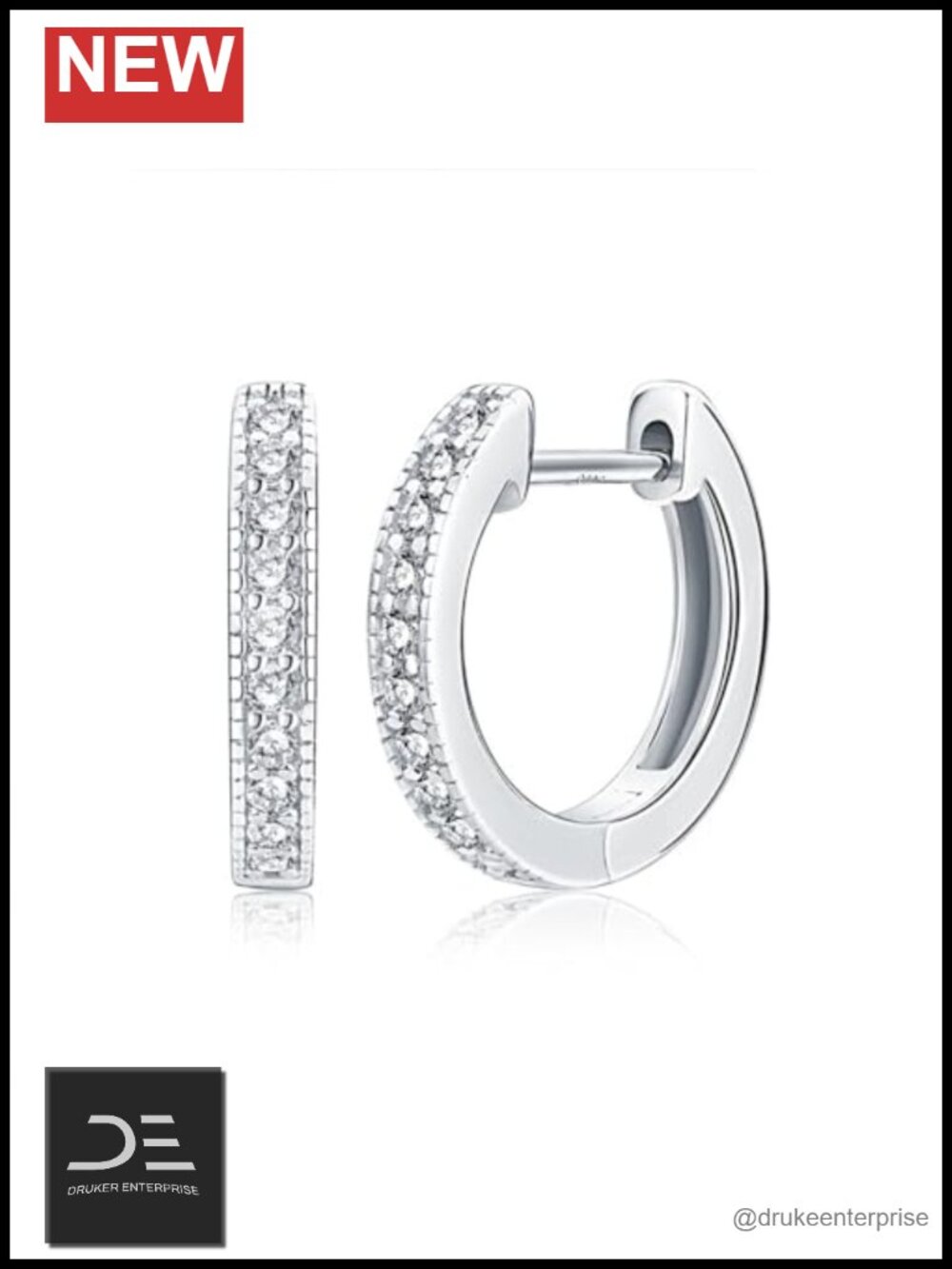 0.5ct Diamond Huggie Hoop Earrings 14K Gold Over S925 Sterling Silver